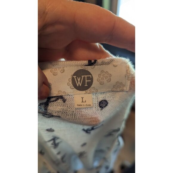 Womens White Anchor Print T-Shirt With Navy Anchors By WF Large Nautical - Picture 3 of 4